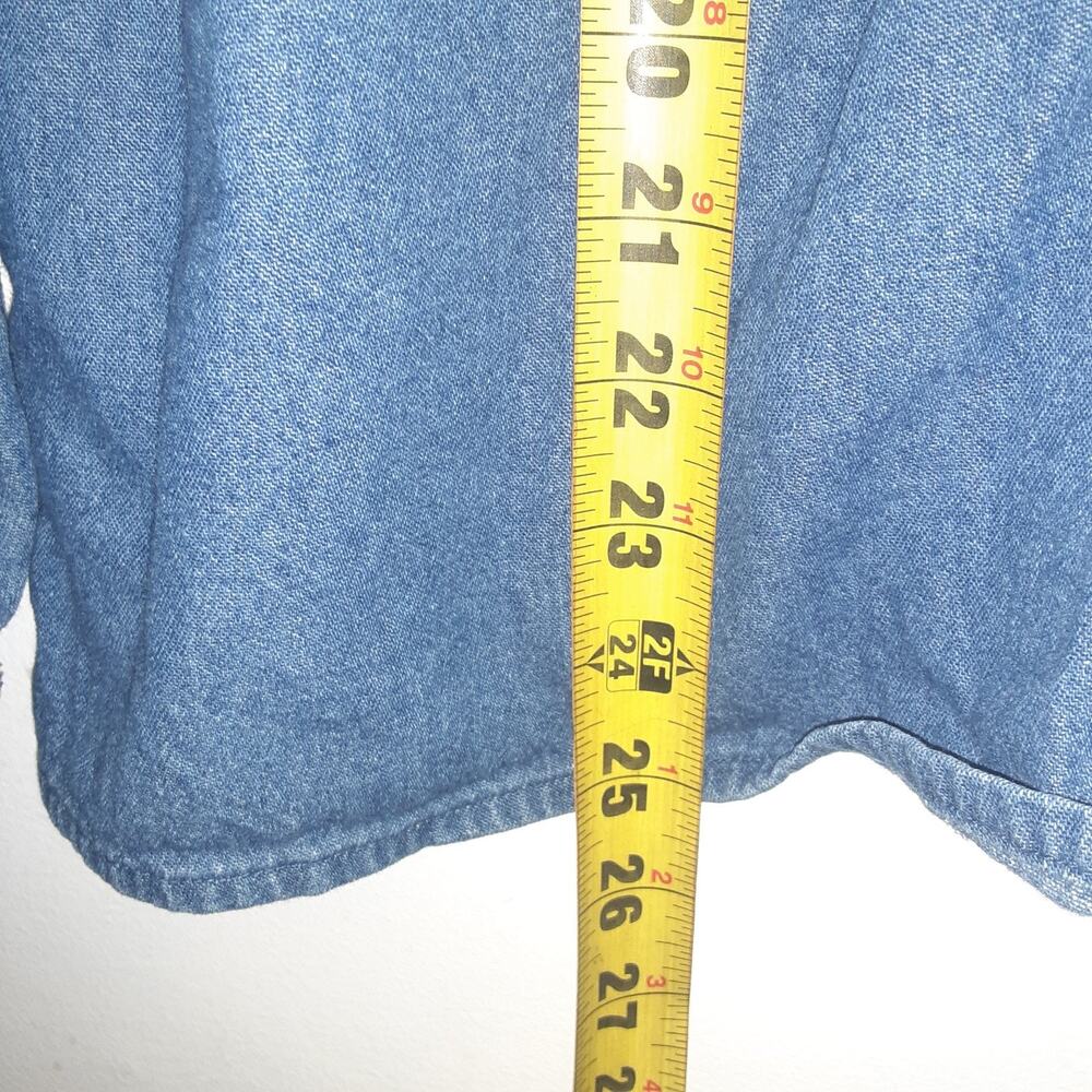 Westbound Denim Shacket Shirt Womens L Blue Western Workwear Full Zip Floral - Picture 9 of 9